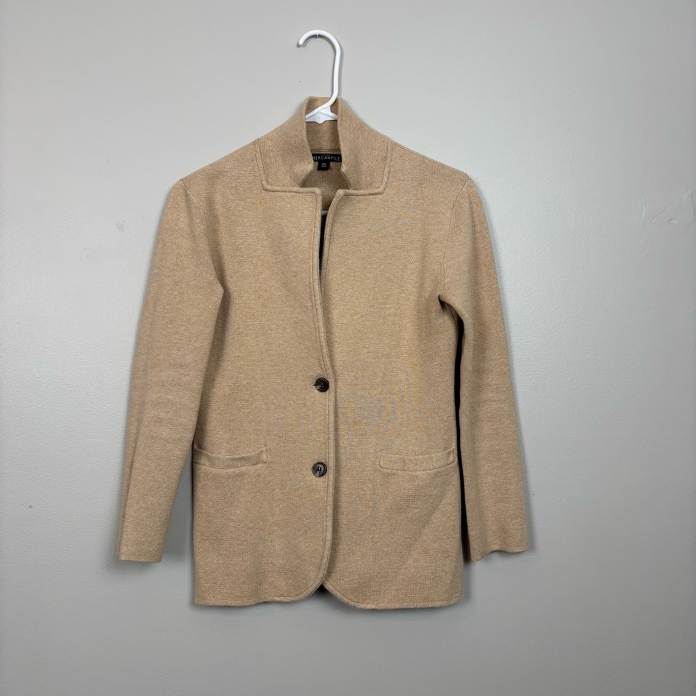 J. Crew Mercantile‎ Sweater Blazer Womens XS Camel Heather 2 Button Closure
